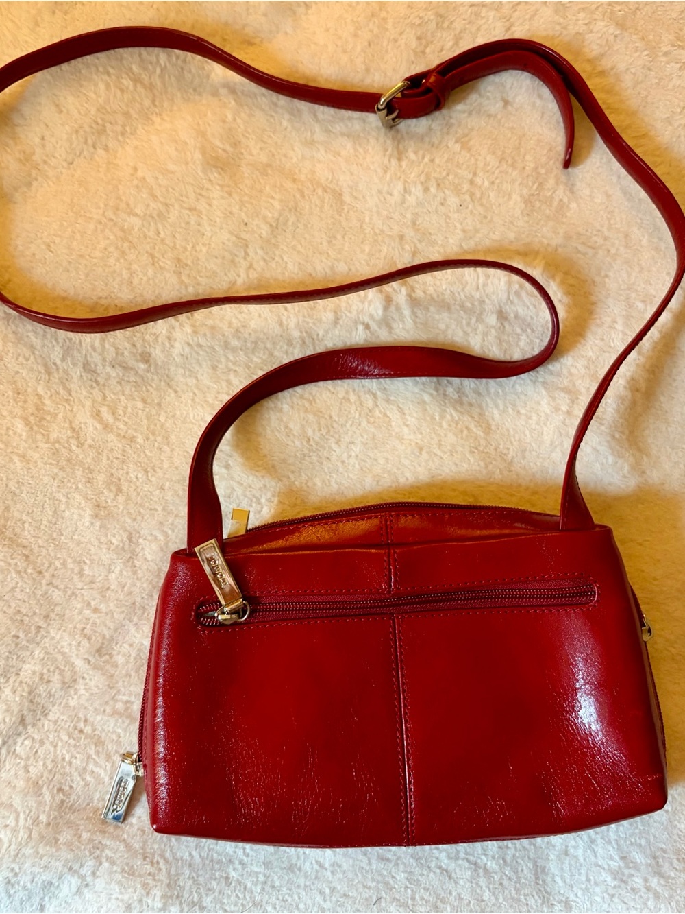 HOBO Red Leather Crossbody Bag with Adjustable Strap